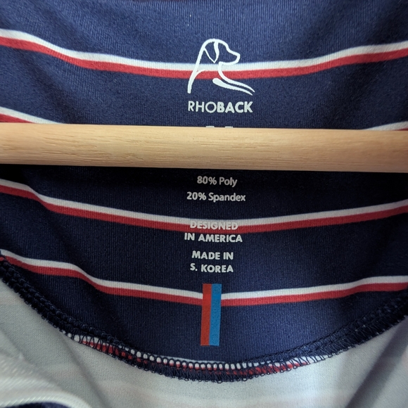 Rhoback Quarter Zip Patriotic Long Sleeve Polo Golf Shirt Men's Size Medium - Picture 5 of 9